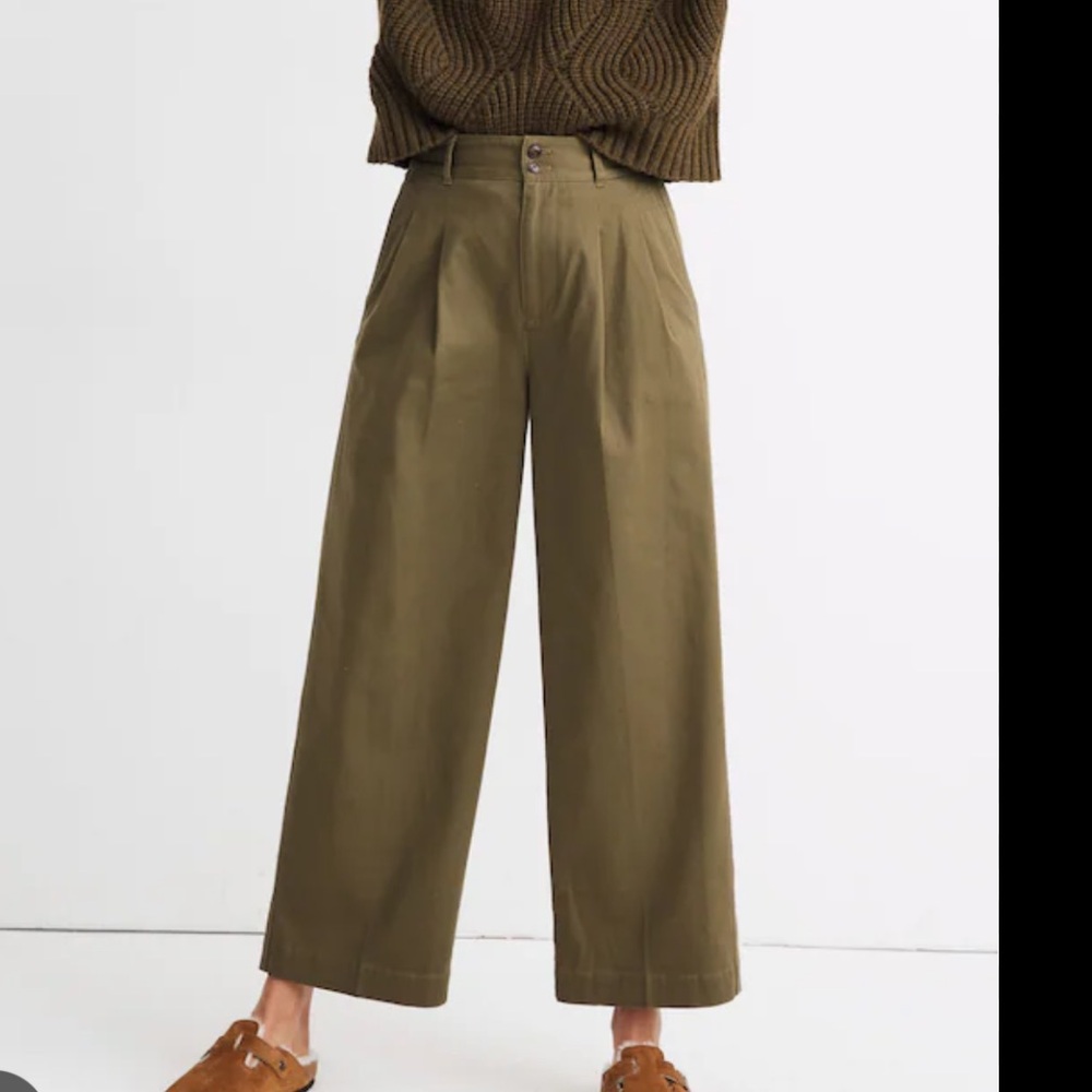 Madewell Olive Green Wide-Leg Womens Pants size 6 - Picture 2 of 10
